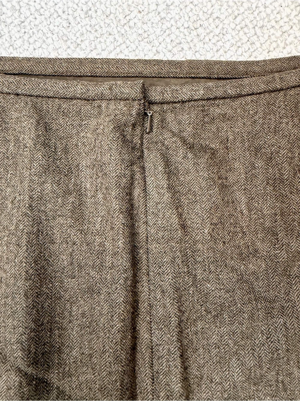 Vintage Lands’ End Wool Cashmere Herringbone Skirt 16 Old Money Equestrian - Picture 7 of 9